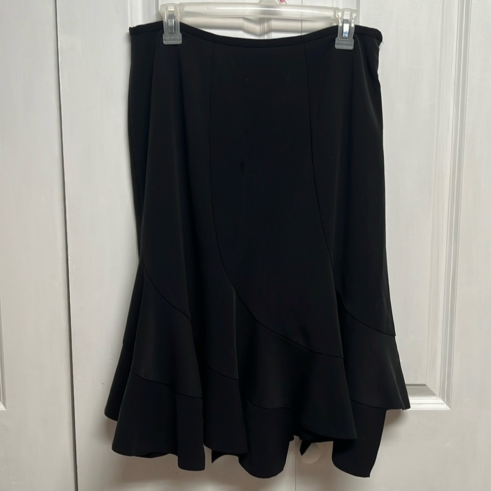Lena Gabrielle Black Fit & Flare Midi Skirt Size 10